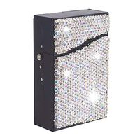 XianghuangTechnology Shiny Crystal Rhinestone Cigarette Case Box Double Sided Ultrathin Pocket Holder for 20 Regular Cigarettes (Diamond Silver)