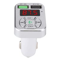 Bluetooth FM Transmitter, Car Music MP3 Player Radio Adapter Phone Charger Support Hands-Free Call/TF Card/U Disk Playback(Silver)