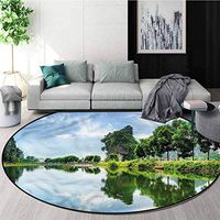 RUGSMAT Nature Computer Chair Floor Mat,Majestic Karst Towers Trees Design Non-Slip Fabric Round Rugs for Study Room Diameter-47