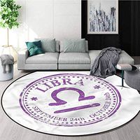 RUGSMAT Zodiac Libra Warm Soft Cotton Luxury Plush Baby Rugs,Grungy Star Stamp Like Design Non-Slip Fabric Round Rugs for Floor Mat Carpet Round-63