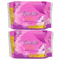 Epielle Maxi with Wings Feminine Care-Overnight-8ct (2 Pack)