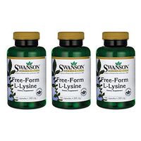 Swanson Amino Acid Free-Form L-Lysine 500 Milligrams 100 Capsules (3 Pack)