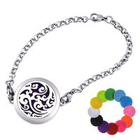 Luky Clouds Aromatherapy Essential Oil Diffuser Bracelet Stainless Steel Locket Bracelet Adjustable 12 Refill Pads