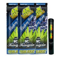 Herb Airtight Tube Pocket Protector with Kingpin Blueberry Bomb Hemp Wraps 3 Count DC Crafts Nation- Rasta Skull