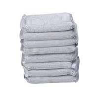 uxcell 8pcs Scouring Pad Non-Scratch Scouring Sponge Scrub Pads 5"x3.3" For Scouring Kitchen, Dishwashing, Silver Tone 1