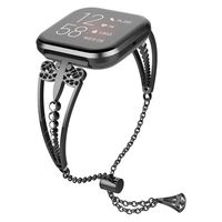 UooMoo Women Band Compatible with Fitbit Versa/Fitbit Versa 2, Dragonfly Style Bracelet Stainless Steel Wristband Replacement for Fitbit Watch Versa/Fitbit Versa 2, Black