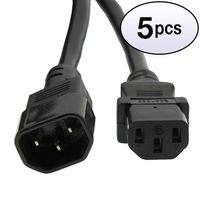 GOWOS (5 Pack 10Ft Power Extension Cord C13 to C14 Black/SJT 14/3