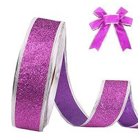 Da.Wa Wired Glitter Ribbon for Party/Bows/Gift Wrapping/Christmas,2"x78"Blue/Red/Gold/Purple