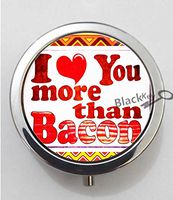 BlackKey I Love You More Than Bacon 3-Compartment Decorative Pocket Gift Box Case Organizer for Pill, Color 1 -745