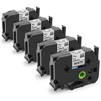 Replace TZ TZe 241 5 Pack Black on White 0.7" x 26.2'(18mm x 8m) Standard Laminated TZ241 Tape Compatible with Brother P-Touch Model PT D400 D400AD D450 1880C 2030 18R Label Maker