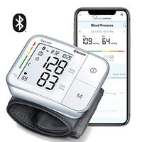 Beurer Bluetooth Smart, Wireless & Automatic Wrist Blood Pressure Monitor with Large LCD Display, Irregular Heartbeat Detection, Multi-Users, Syncs Readings to HealthCoach App, 60 Memory Spaces, BC57