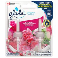 Glade PlugIns Refills Air Freshener, Scented and Essential Oils for Home and Bathroom, Blooming Peony & Cherry, 1.34 Oz, 2 Count