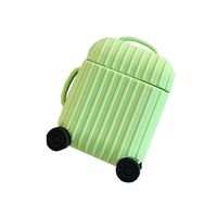 BONTOUJOUR AirPods Case, Creative Suitcase Shape Stripe Surface Silicone Case Cover Protective Skin for Apple AirPods-Green