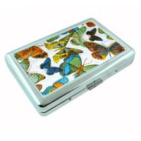 1960s Or 70s Mod Butterflies 1 Metal Silver Cigarette Case Holder Box D-304