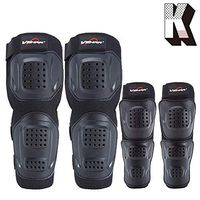 Kagogo Shin Guards Adult Elbow & Knee Pads Protector Flexible Breathable Adjustable Elbow Armor for Motorcycle Motocross Racing Mountain Bike, One size Fits Most,4 Pieces Black (Black151)