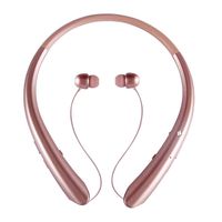 Bluetooth Headphones, Wireless Retractable Earbuds Neckband Headset Sports Sweatproof Earphones with Mic (Rose Gold)
