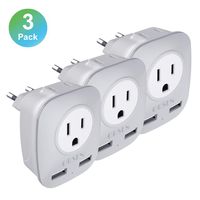 European Travel Plug Adapter,ORSEN European Plug Adapter US to Europe with 2 USB Ports,2 American Outlets- 4 in 1 for Most of Europe,Greece,France,German,Italy, Israel, Spain (Type C)