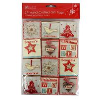 Anker Giftmaker Christmas Layered Gift Tags - Red, White & Blue with Glitter, Pack of 24