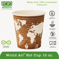 Eco-Products EPBHC10WAPK World Art Renewable & Compostable Hot Cups Convenience Pack - 10 oz. 50/PK