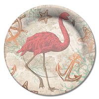 C.R. Gibson Pink Flamingo and Anchor Decorative Disposable Paper Plates, 8 ct. 10.5'' D