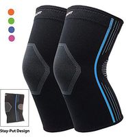 Compression Knee Sleeve for Running Premium Knee Brace for Basketball Crossfit Squats Weightlifting Arthritis and Knee Pain (Blue, Medium 2-Pack)