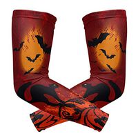 LEVEIS Happy Halloween Black Cat Bat Arm Sleeves UV Protection for Men Women Sunblock Protective Gloves Running Golf Cycling Driving Long Arm Cover 1 Pair