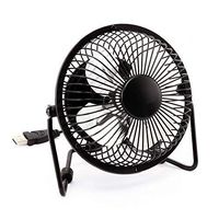 AirArtDeco 4 Inch (10 cm) Mini USB Metal Desk Fan, Personal Table Fan Metellic Design, Small Quiet USB Fan for Home & Office (Black)