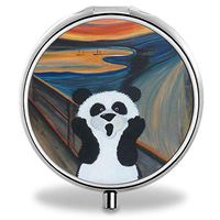 Lingerin Pill Organizer, Funny Panda Pill Boxes with 3 Components and Mirror for Travelling and Daily Needs