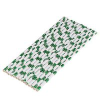 Amosfun 50PCS Hawaiian Luau Straws Monstera Pattern Paper Straws Hawaii Party Supplies Biodegradable Disposable (Green)