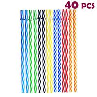 Agreatca 40 PCS Reusable Plastic Straws,Thick Plastic Drinking Straw,BPA-Free,Mason Jar Straws transparent,Unbreakable Color Striped Straws,9 Inch Thick Plastic Drinking Straw for Party or Family Use