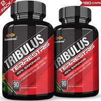 (2-Pack) Stamiron Tribulus Terrestris Extract Powder Capsules Powerful Test & Nitric Boost with Estrogen Blocker - 45% Steroidal Saponins 1300mg 90 Count