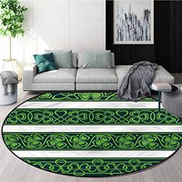 RUGSMAT Irish Small Round Rug Carpet,Shamrock Borders Art Bedroom Home Shaggy Carpet Round-63