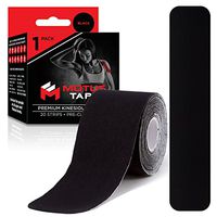 Motus Tape Elastic Cotton Kinesiology Tape, Waterproof, Therapeutic Support, 20 Units, 2 x 10 Inch Pre-Cut Strips, Black