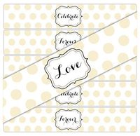 24 Large Dots Waterproof Water Bottle Stickers | Celebrate, Love, Forever | 8 of Each Phrase (Ivory)