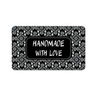 Gechtas 1.5" x 2.5" Handmade with Love Stickers in Black with Floral Printing, 200 Pieces, Rectangle Adhesive Labels for Homemade Projects (Black, 1.5"x2.5")