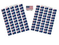 Made in USA! 100 Country Flag 1.5" x 1" Self Adhesive World Flag Scrapbook Stickers, Two Sheets of 50, 100 International Sticker Decal Flags Total (New Zealand)