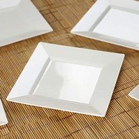 Tableclothsfactory 50 Pcs - Ivory 6.5" Square Disposable Plastic Plate