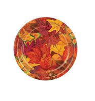 Club Pack of 96 Majestic Red and Gold Fall Leaf Thanksgiving Party Plate 7"