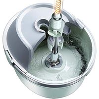 Spin Mop and Bucket Set, Rotating Mop Bucket Floor Cleaning System with 2 Microfiber Mop Heads Floor Mop with Bucket Hardwood Floor