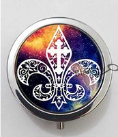 BlackKey Fleur De Lis Design 3-Compartment Decorative Pocket Gift Box Case Organizer for Pill, Color 1 -394