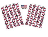 Made in USA! 100 Country Flag 1.5" x 1" Self Adhesive World Flag Scrapbook Stickers, Two Sheets of 50, 100 International Sticker Decal Flags Total (United Kingdom (UK))