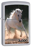 Zippo Personalized Message Engraved Customized Gift for Him for Her Animals Part2 Lighter Indoor Outdoor Windproof Lighter (White Horse)