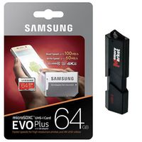 Samsung 64GB MicroSD XC Class 10 Grade 3 UHS-3 Mobile Memory Card for Samsung Galaxy J7 J5 J3 Prime with USB 3.0 MemoryMarket Dual Slot MicroSD & SD Memory Card Reader