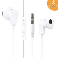 2 Pack Headphones Earphones Earbuds with Mic, Jack Earbud Android Earphone White Headphone Microphone