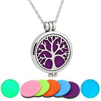 Tree Plug Aromatherapy Essential Oil Diffuser Necklace Luminous Pendant Locket Jewelry