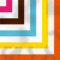 24-Count Elise Premium Patterned Beverage Napkins, Geometric- Chevrons