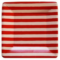 Caspari Red and White Stripe Salad/Dessert Plates