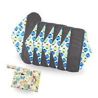 Bamboo Reusable Sanitary Pads by SPEQUIX | 6 Pack Washable Sanitary Napkins Cloth Menstrual Pads Large and Medium Size Suits w/ 1 Charcoal Absobancy Layer (Ladybird)
