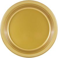 JAM PAPER Round Plastic Party Plates - Medium - 9 inch - Gold - 200/Box