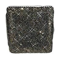 Women Metal Cigarette Case Storage Case Bling Bling Cigarette Box for 20 Regular Size Cigarettes, Black Rhinestones